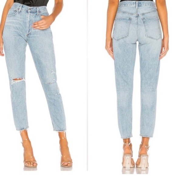 AGOLDE ~ Jamie High Rise Classic in Shake Down 90s Distressed 33. - Picture 1 of 10